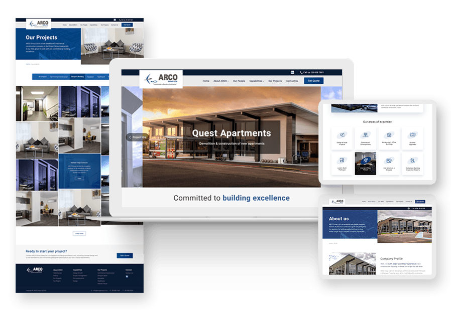 Plamvan created the website for construction company ARCO to present their services